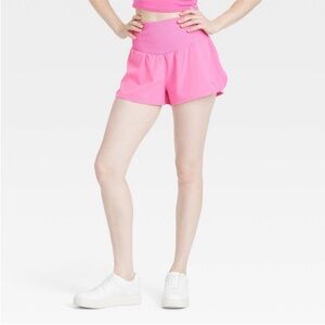 Women's High-Rise Seamless Waistband Woven Shorts 2.5" Pink S NWT